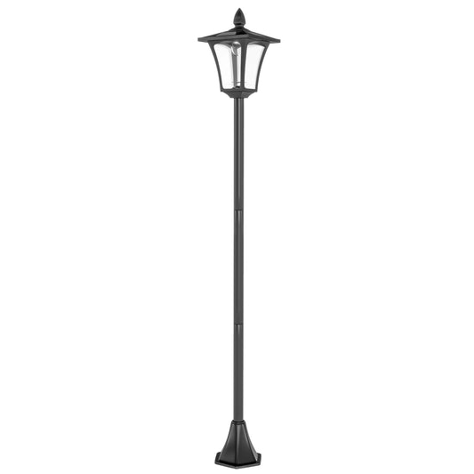 63" Single Solar Lamp Post, 40 Lumens Garden Solar-Powered LED Streetlight Style Outdoor Light Waterproof 5-6 Hours with Base for Lawn Pathway Walkway, Black