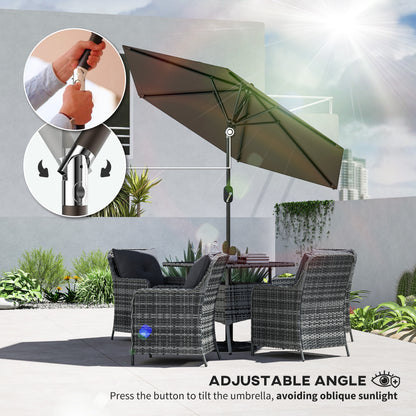 Patio Sun Umbrella, Outdoor Parasol with 6 Ribs, Dark Grey
