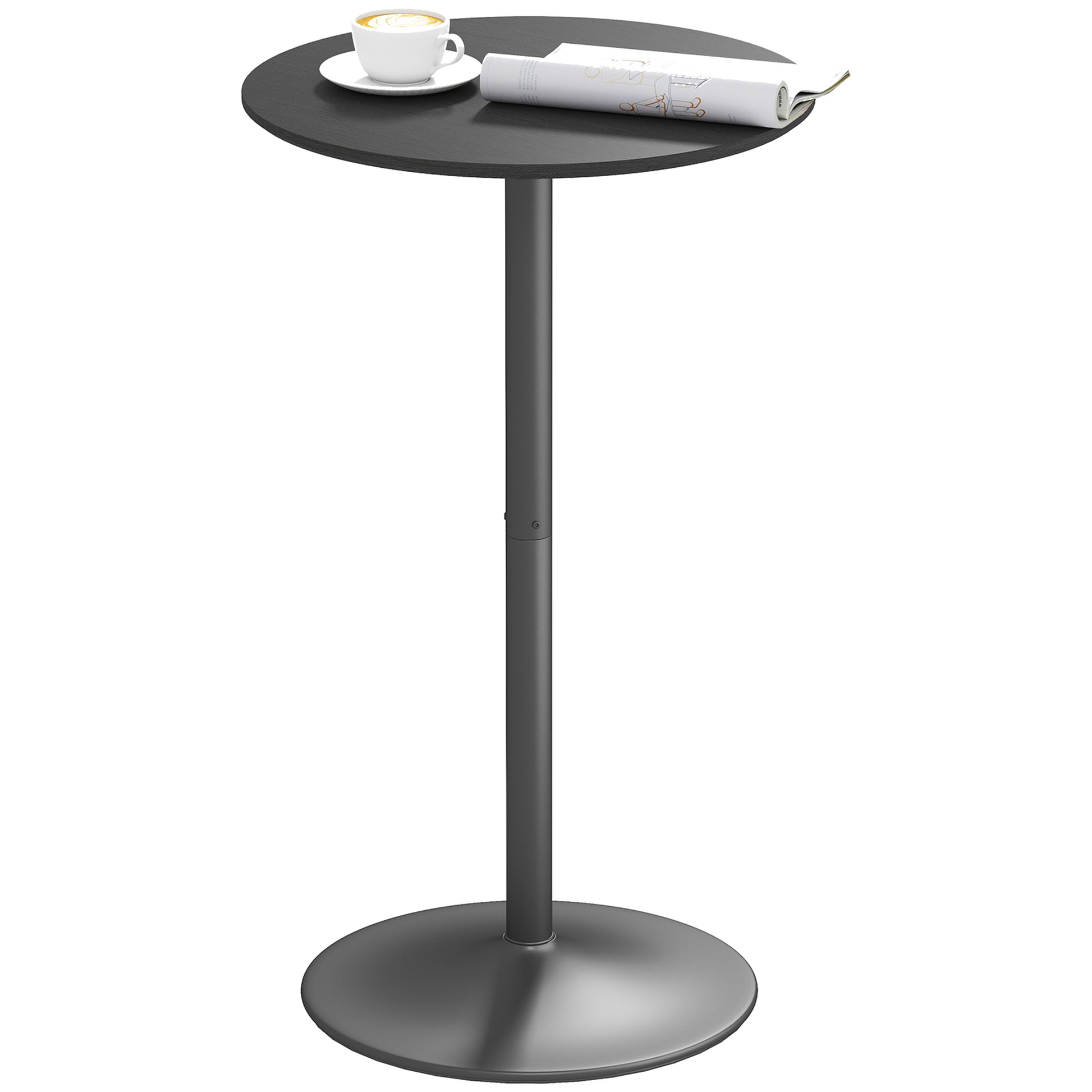 Round Table for 2, 40.2 Inch Bar Height Pub Table with Steel Frame, Non-Slip Base for Living Room, Kitchen, Black