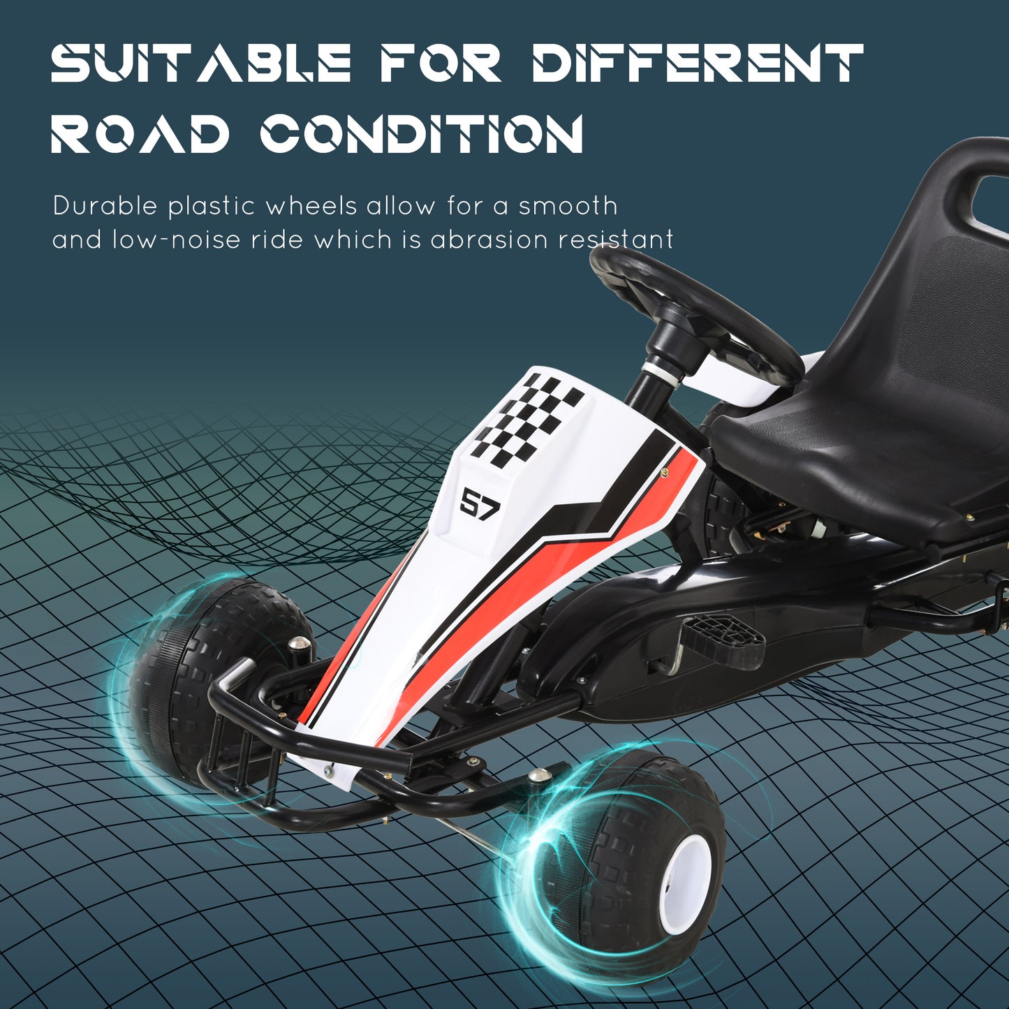 Aosom Kids Pedal Go Kart Children Racing Style Ride on Car with Adjustable Seat, Plastic Wheels, Handbrake and Shift Lever for 3-6 Years Old