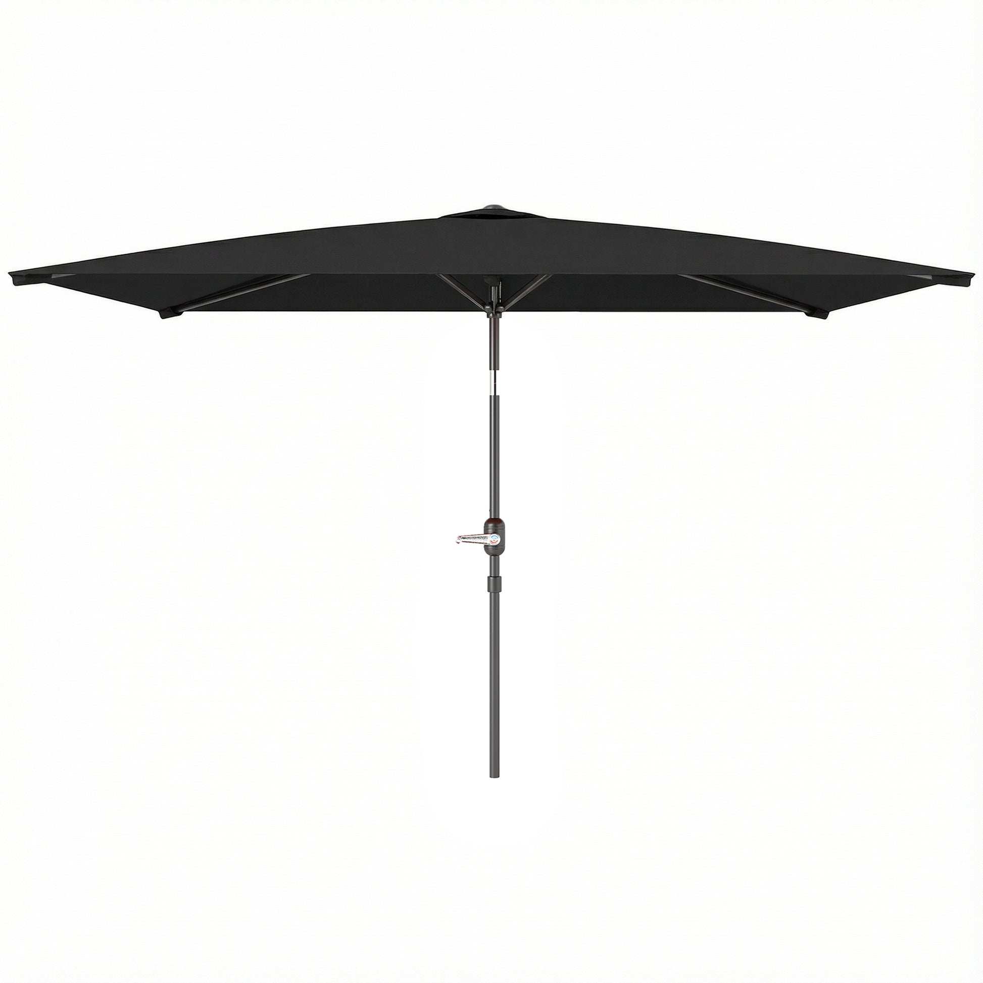 6.4 x 9.7ft Rectangle Aluminum Tilt Patio Umbrella, Garden Market Parasol, Outdoor Sunshade Canopy with Crank, Black