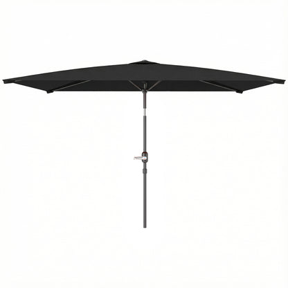 6.4 x 9.7ft Rectangle Aluminum Tilt Patio Umbrella, Garden Market Parasol, Outdoor Sunshade Canopy with Crank, Black