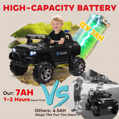 Aosom 2 Seater Ride-On Car with Parental Remote Control, LED Lights, MP3 for Kids Ages 3-8, Black