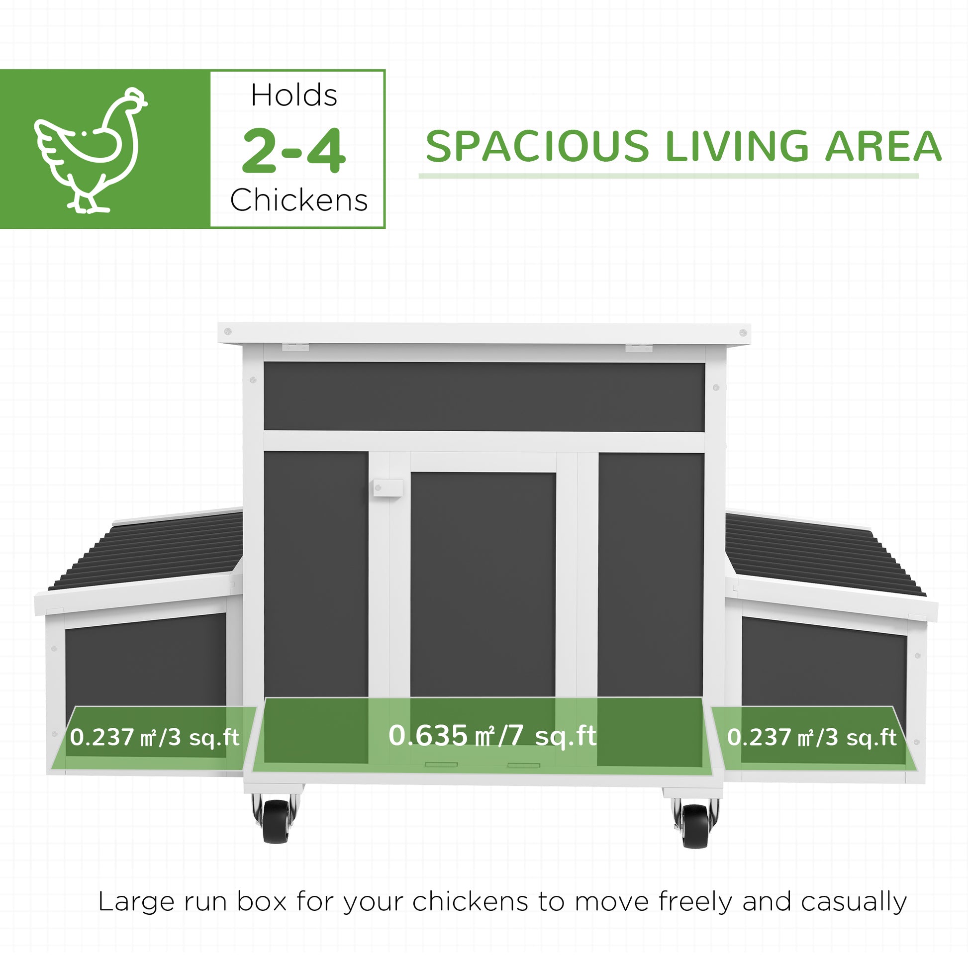 Wooden Chicken Coop with Nesting Box for 2-4 Chickens, Dark Grey
