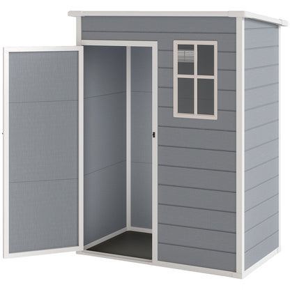 5 x 3FT Garden Shed with Floor, Outdoor Storage Shed with Lockable Door, Window and Vent for Backyard, Patio, Grey