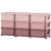 Qaba 3 Tier Kids Toy Organizer and Storage Bins with 9 Plastic Drawers, Pink
