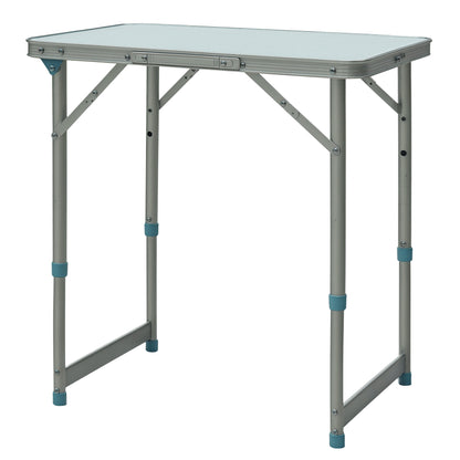 Folding Adjustable Patio Picnic Table Portable Camping Dining Lunch Table Aluminum Frame Silver