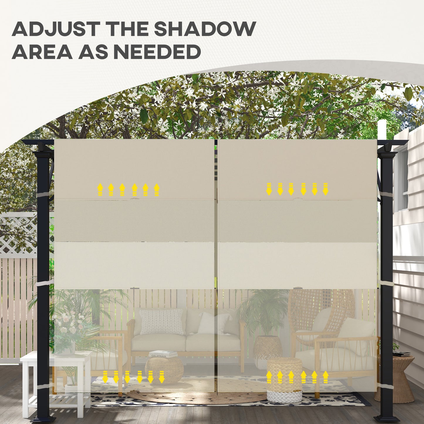 2 Pcs UV Protection Pergola Replacement Canopy, Pergola Shade Cover, Easy to Install, for 10' x 10' Pergola, Khaki