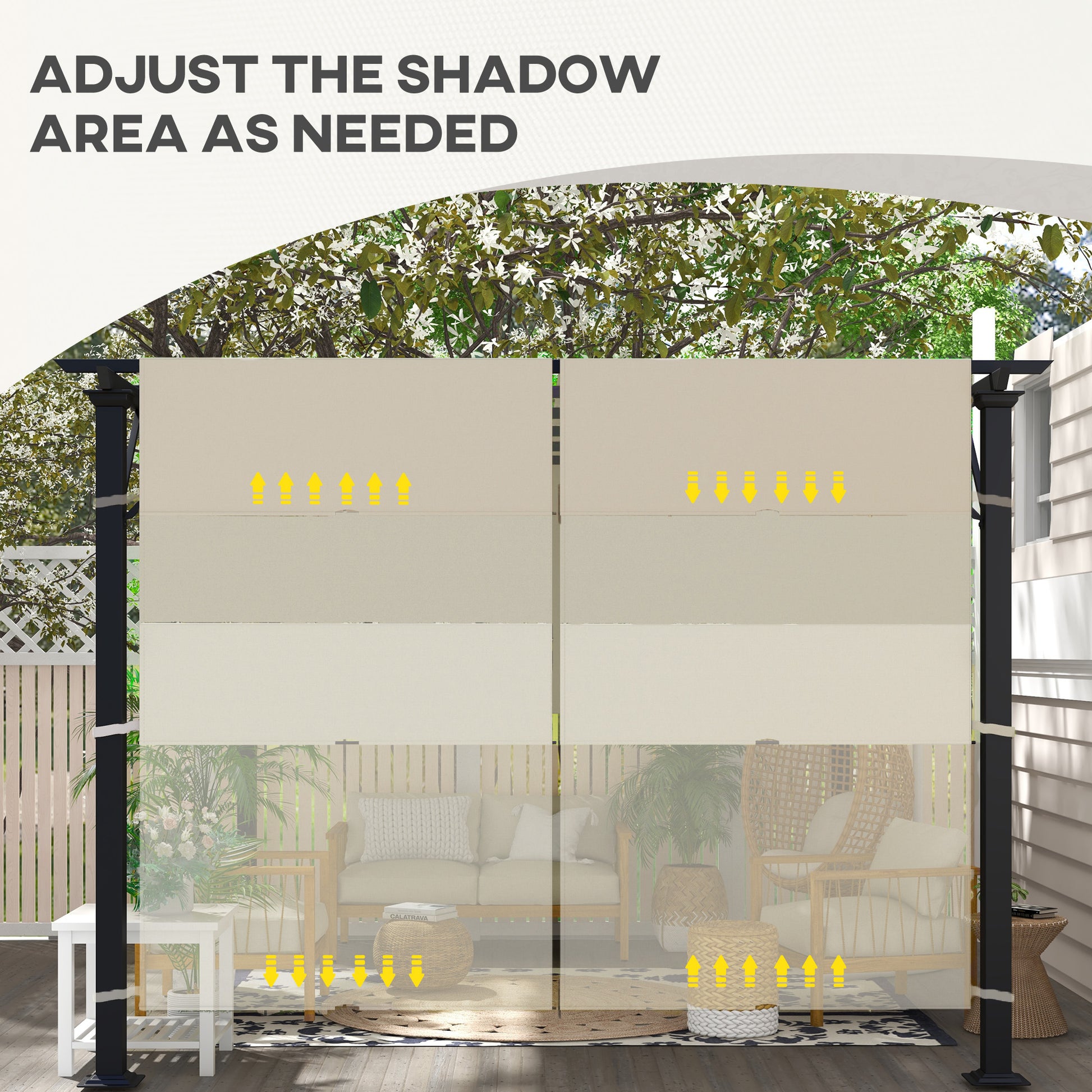 2 Pcs UV Protection Pergola Replacement Canopy, Pergola Shade Cover, Easy to Install, for 10' x 10' Pergola, Khaki