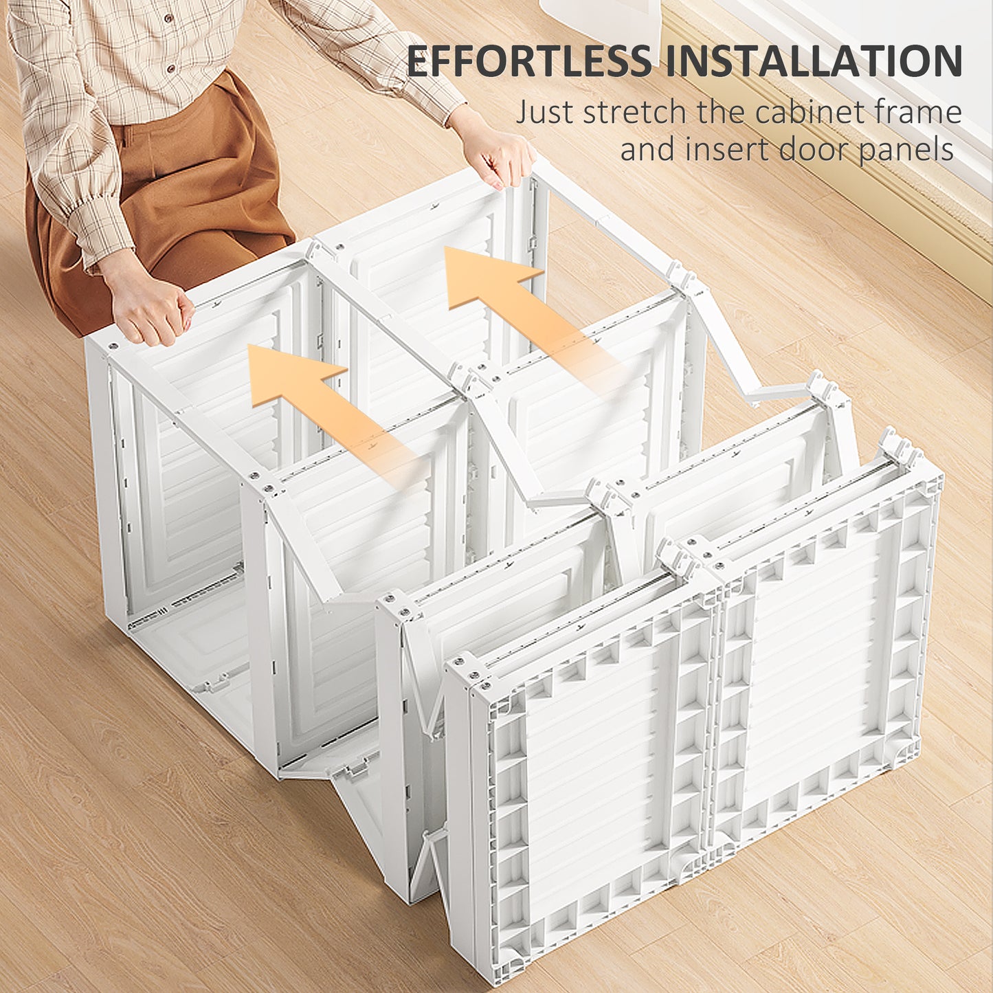 Portable Wardrobe Closet, Folding Bedroom Wardrobe, Clothes Storage Organizer with Cube Compartments, White