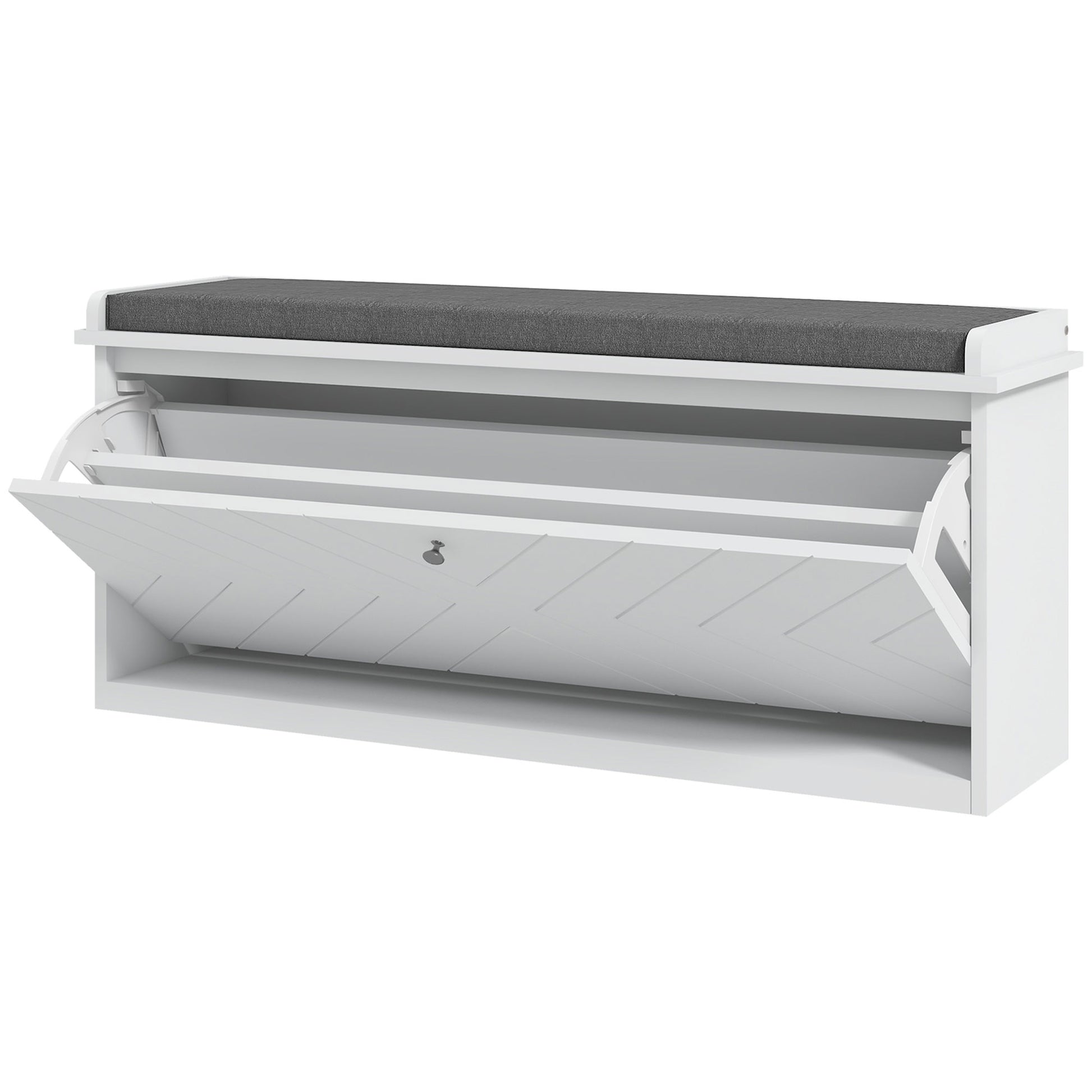Shoe Storage with Seat, Upholstered Hallway Bench, Shoe Bench with Flip Drawer, Adjustable Shelf for 8-10 Pairs of Shoes