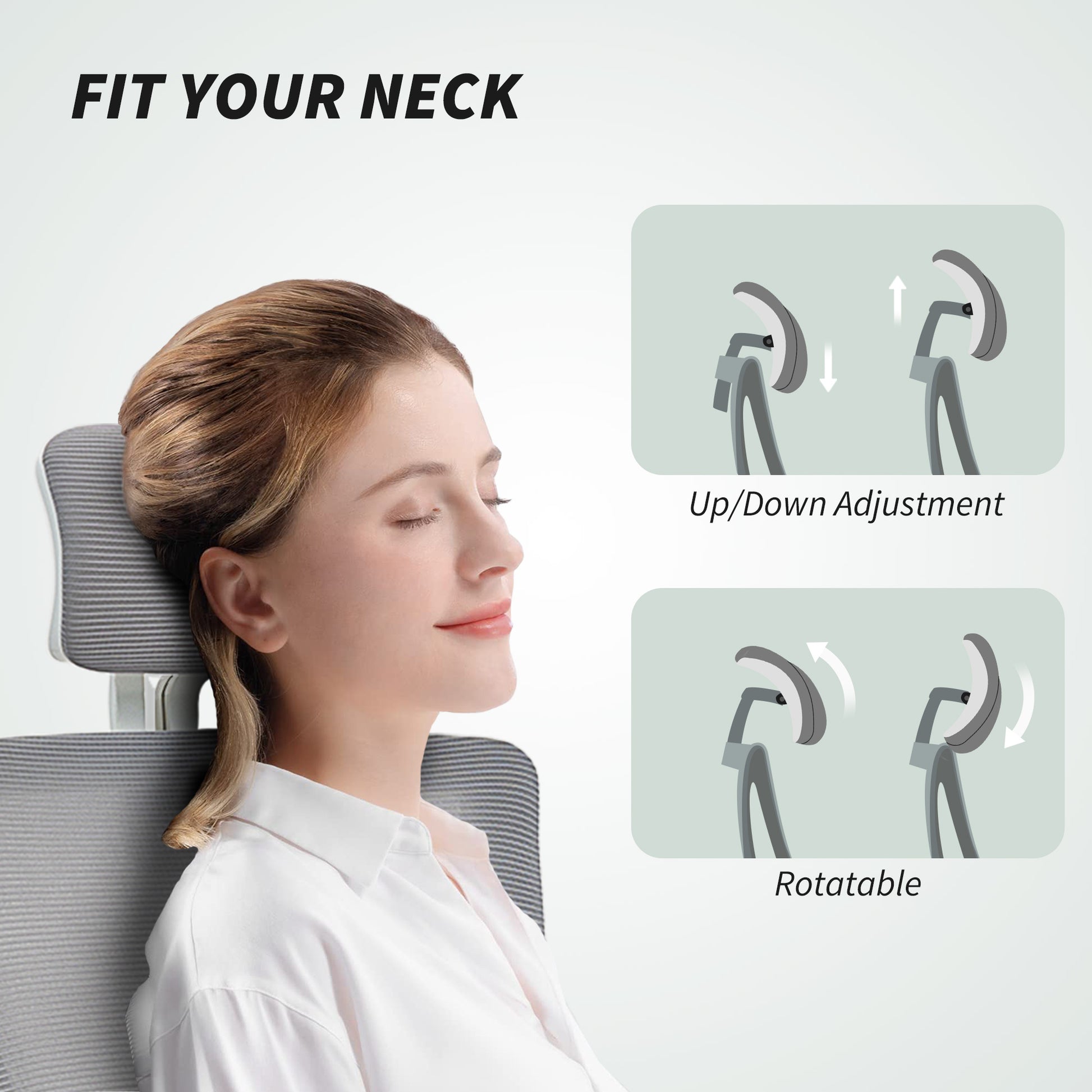 Ergonomic Office Chair, Swivel Desk Chair with Adjustable Lumbar Support, Headrest and Height, Flip-up Armrests, Grey