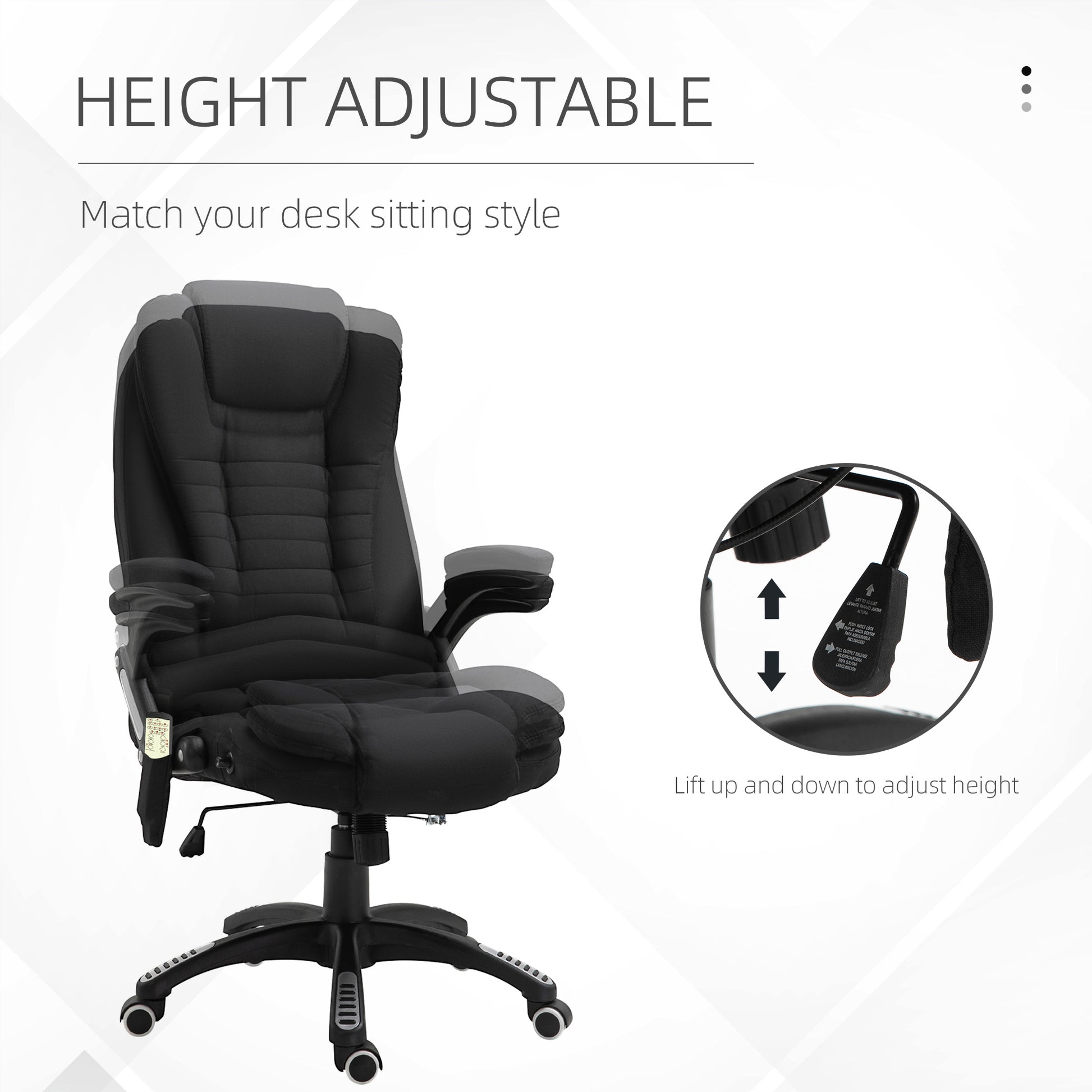 Ergonomic Office Chair Large Leather Massage Executive High Back Reclining Swivel Wheels Black