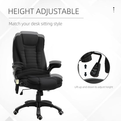 Ergonomic Office Chair Large Leather Massage Executive High Back Reclining Swivel Wheels Black