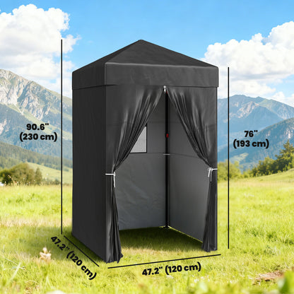 4 x 4 ft Compact Pop Up Canopy Tent, UPF 50+ Changing Room, Portable Instant Privacy Canopy with Mesh Window, Black