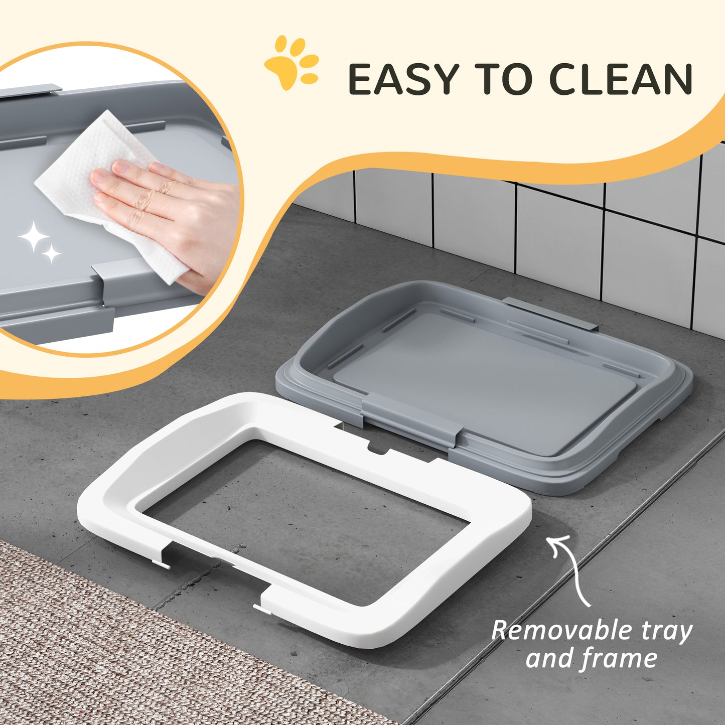 18" x 13" Pee Pad Holder, Dog Potty Tray for Indoor Outdoor, Easy to Clean Dog Training Toilet Pee Pad Tray, Grey