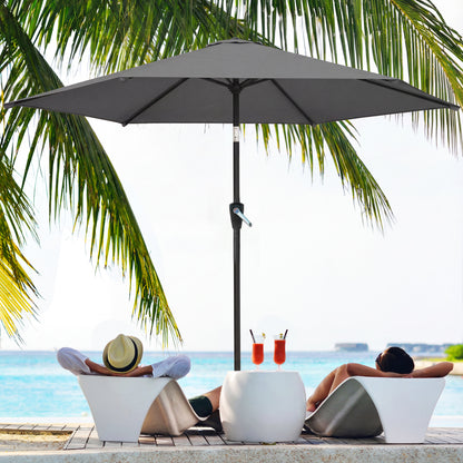 9FT Patio Umbrella, Outdoor Table Patio Umbrellith Tilt, Crank, 6 Ribs, UV Protection for Garden, Lawn, Deck, Backyard