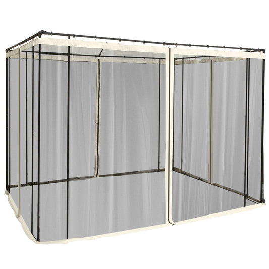 Replacement Mosquito Netting for Gazebo 10' x 10' Black Screen Walls for Canopy with Zippers for Parties and Outdoor Activities, Cream White