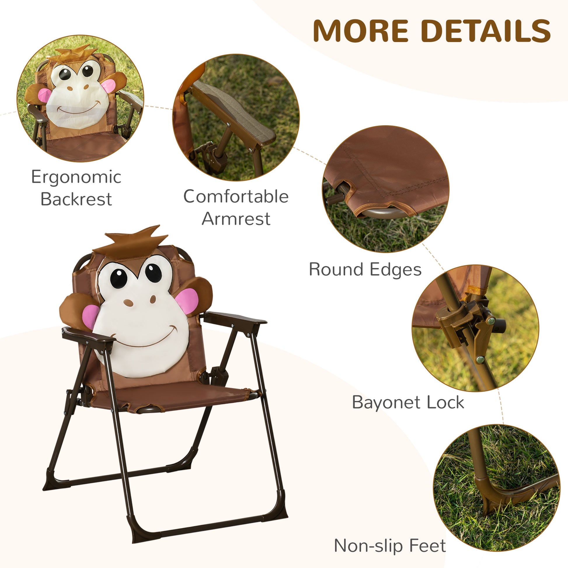 Kids Folding Picnic Table and Chair Set Pattern Outdoor Garden Patio Backyard with Removable & Height Adjustable Sun Umbrella Brown
