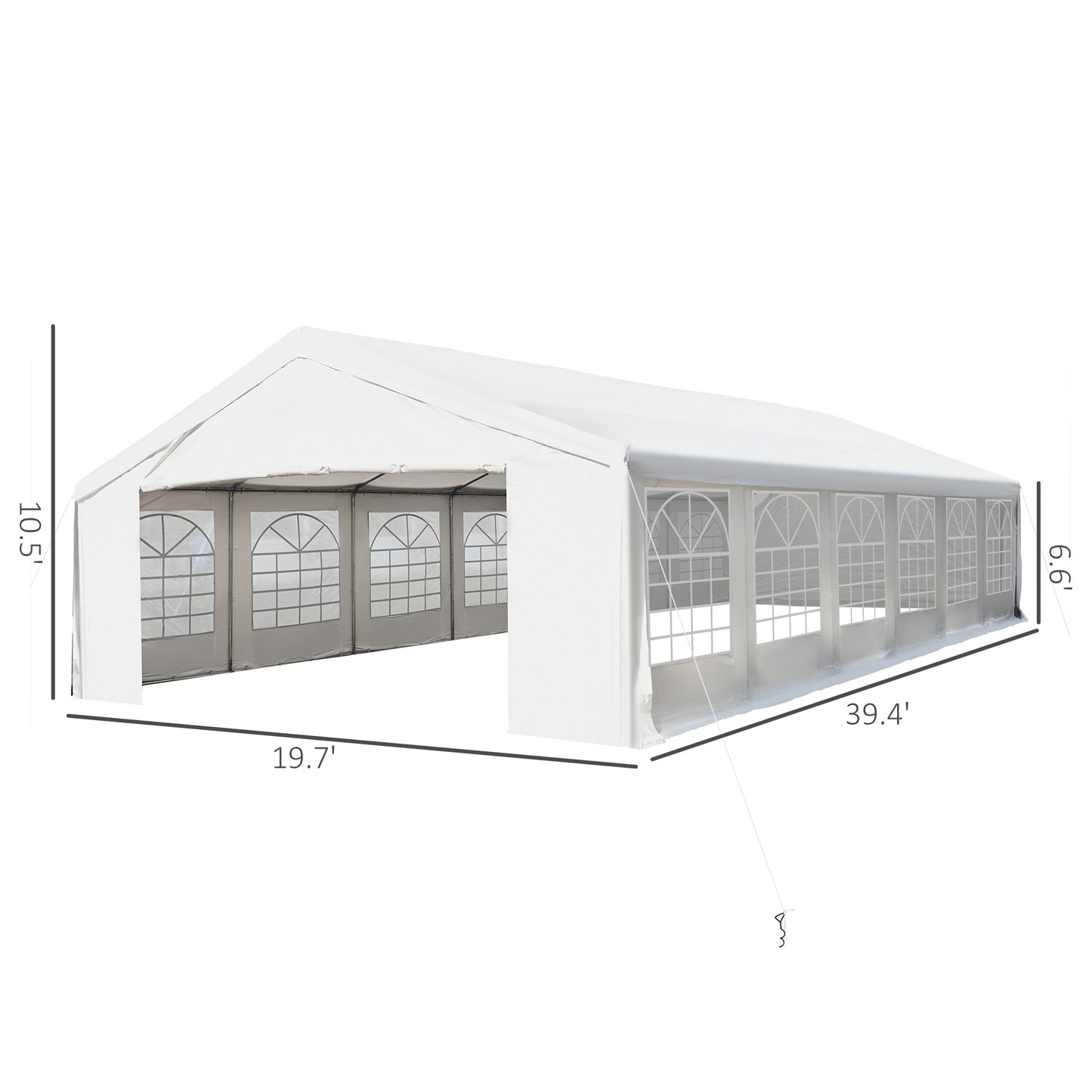 40’x20’ Heavy-duty Large Outdoor Carport Garage Party Event Tent Patio Gazebo Canopy w/ Removable Sidewall White