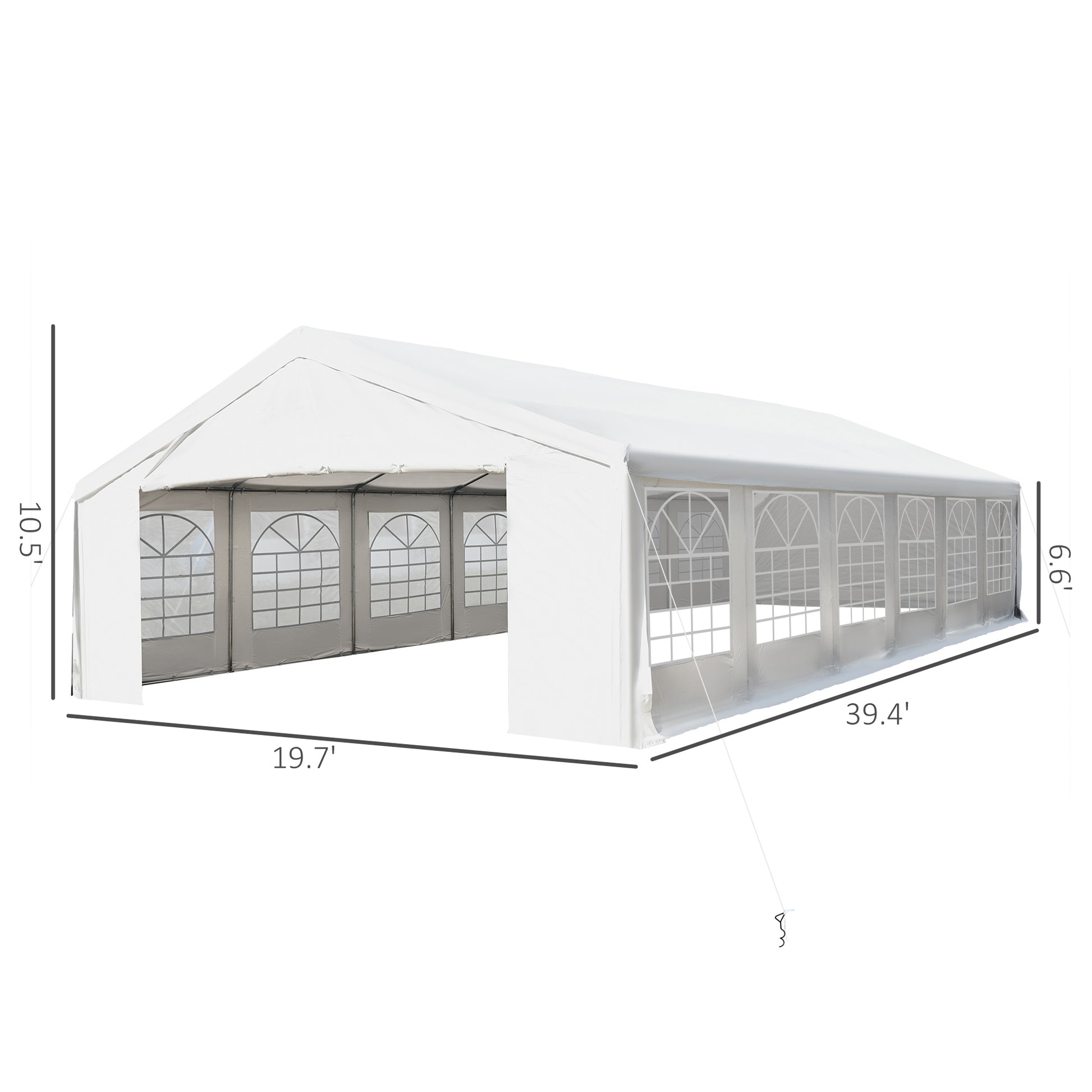 40’x20’ Heavy-duty Large Outdoor Carport Garage Party Event Tent Patio Gazebo Canopy w/ Removable Sidewall White