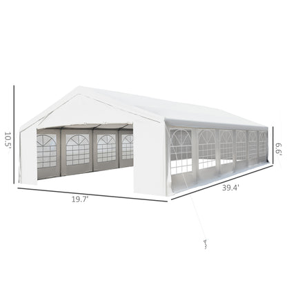 40’x20’ Heavy-duty Large Outdoor Carport Garage Party Event Tent Patio Gazebo Canopy w/ Removable Sidewall White