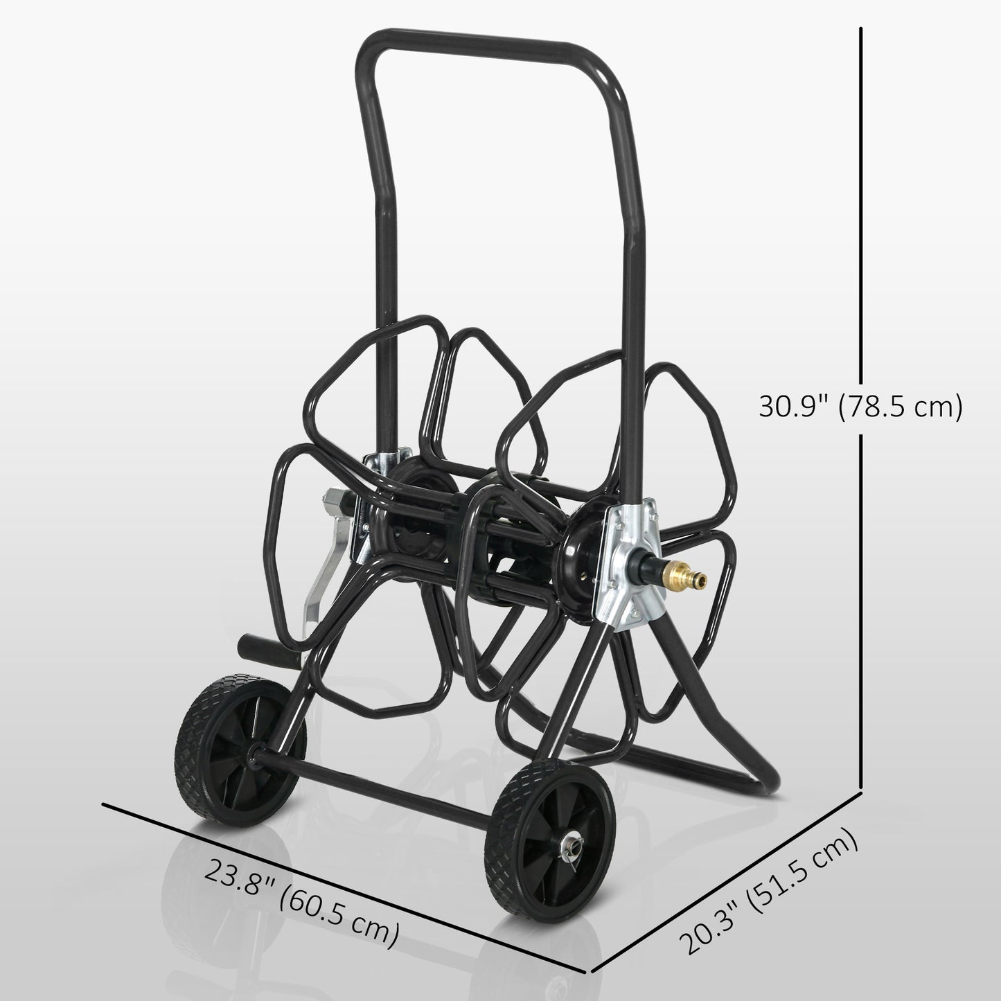 98 ft of 5/8" Hose Reel Cart (Hose Not Included), Garden Water Hose Carts with Wheels for Yard, Lawn, Black