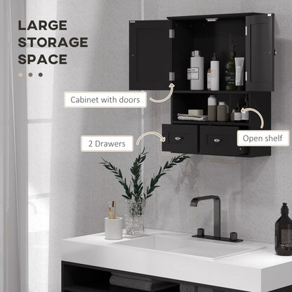 Medicine Cabinet, Bathroom Wall Cabinet with Shelf and Drawers for Hallway, Living Room, Black