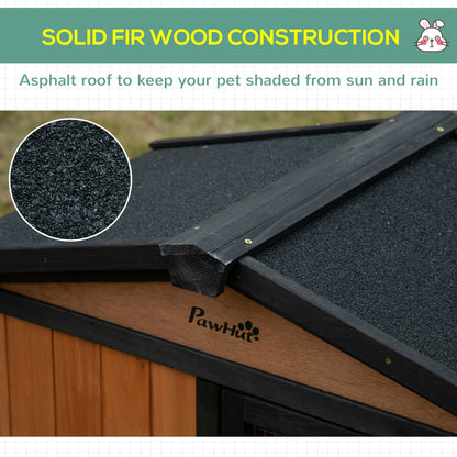 69" Wooden Rabbit Hutch Pet Playpen Bunny House Enclosure with Run Box, Slide-out Tray, Ramp, for Rabbits and Small Animals, Black