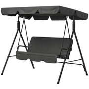 3-Seater Outdoor Porch Swing with Adjustable Canopy, Patio Swing Chair for Garden, Poolside, Backyard, Black