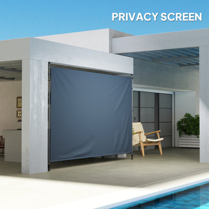 13' x 10' Manual Retractable Patio Awning, Outdoor Privacy Screen with UPF30+ & Water-Resistant Fabric, Dark Grey