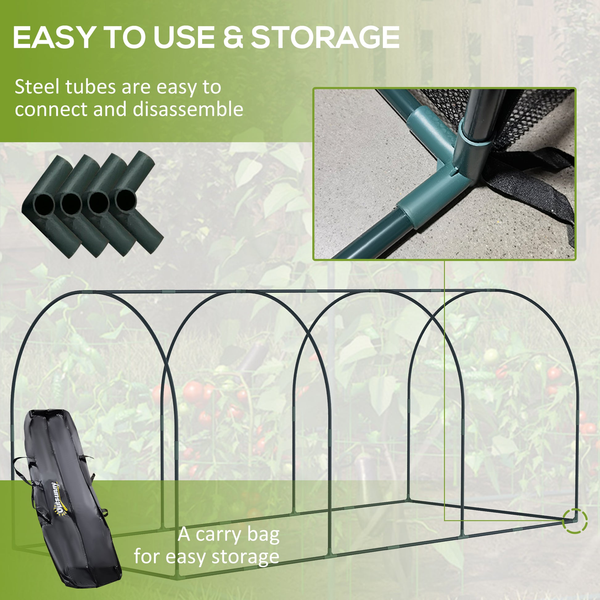 9' x 4' Crop Cage, Garden Plant Protector, with 3 Zippered Doors and 4 Ground Stakes, for Garden, Yard, Lawn, Green