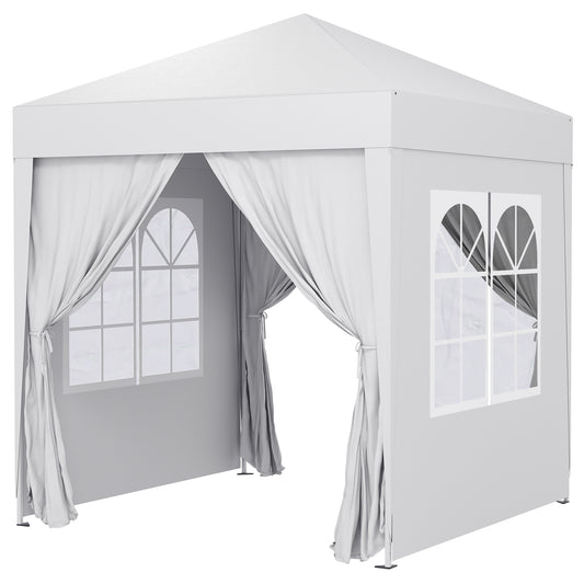 6.6'x6.6' Pop Up Canopy Tent with Sidewalls, Instant Sun Shelter Camping Gazebo with Carry Bag, White