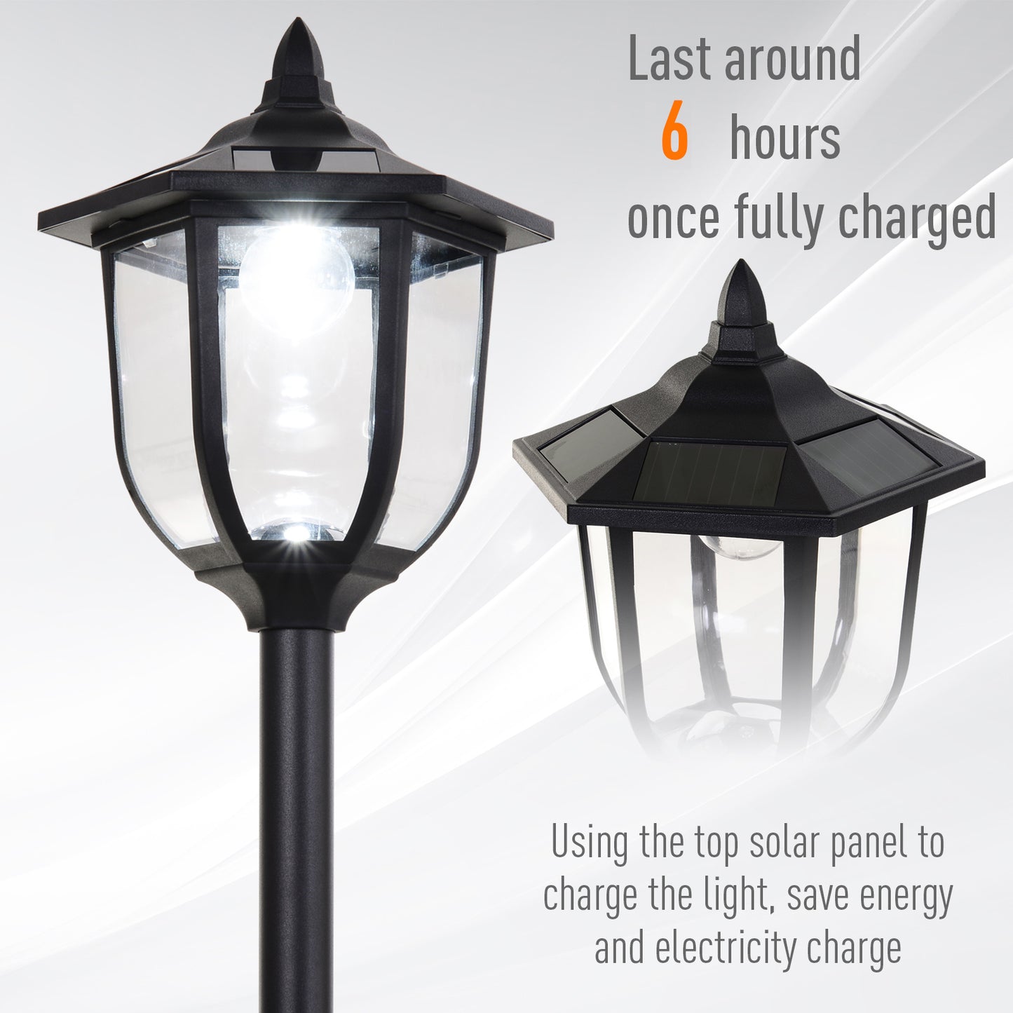 Solar Torch Lights Outdoor Garden Lighting 6 LED Water-Resist Auto On/Off 6 Hours