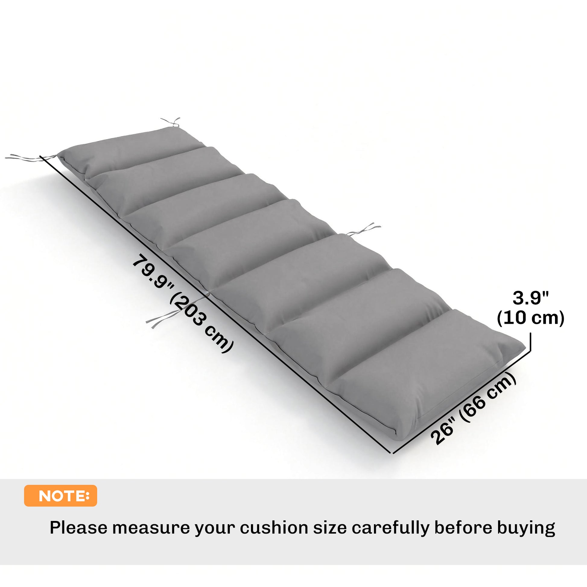 Outdoor Lounge Chair Cushion with Zipper Reversible Chaise Lounge Cushion for Patio Indoor/Outdoor Dark Grey