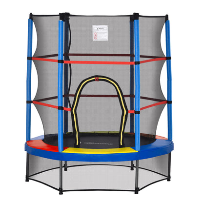 55" Kids Trampoline with Enclosure Net for Indoor/Outdoor, Trampoline for Boys and Girls Age 3-6 Years, Multi-Coloured