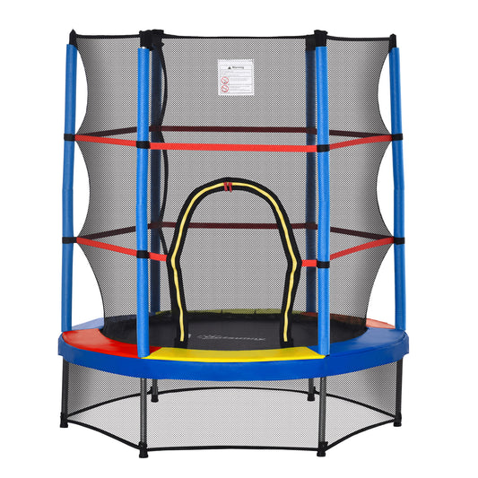 55" Kids Trampoline with Enclosure Net for Indoor/Outdoor, Trampoline for Boys and Girls Age 3-6 Years, Multi-Coloured