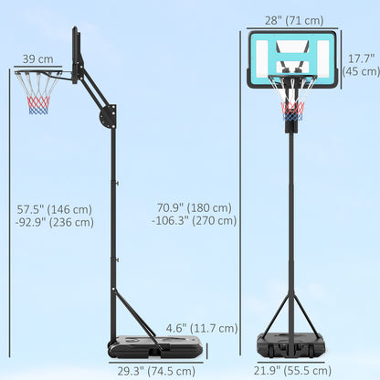 Soozier Basketball Hoop Outdoor, Basketball Hoop and Stand with Weighted Base and Shatterproof Backboard, 57.5"-92.9", Black