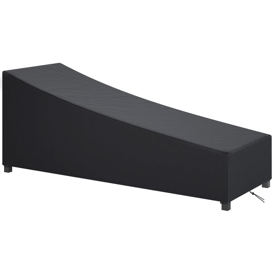 Waterproof Patio Lounge Chair Cover, 420D Outdoor Chaise Lounger Protective Cover with Sealed Seams, Storage Bag, Black