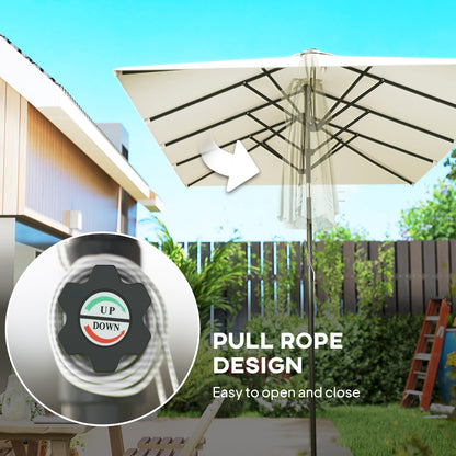 Double-Sided Patio Umbrella Parasol with Tilt, Adjustable Height, Vents and 12 Ribs, for Garden, White