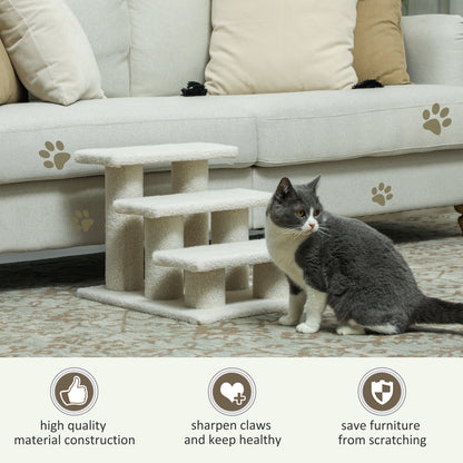 18" 3 Tier Pet Stairs Dog Cat Step Scratch Post Furniture, Beige
