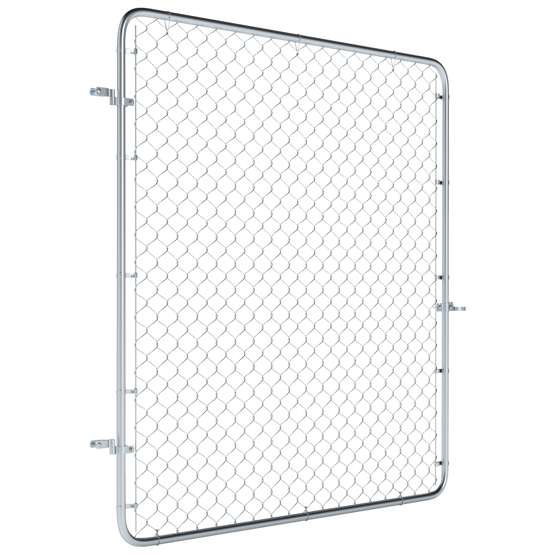 Garden Gate Chain Link Fence Gate, Galvanized Steel Garden Door for Yard Entrance Way, 70.9 x 70.9 in., Silver