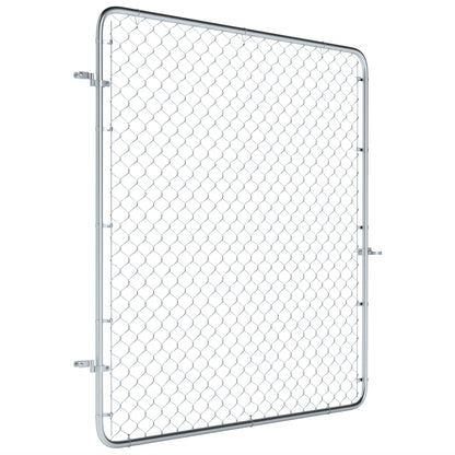 Garden Gate Chain Link Fence Gate, Galvanized Steel Garden Door for Yard Entrance Way, 70.9 x 70.9 in., Silver
