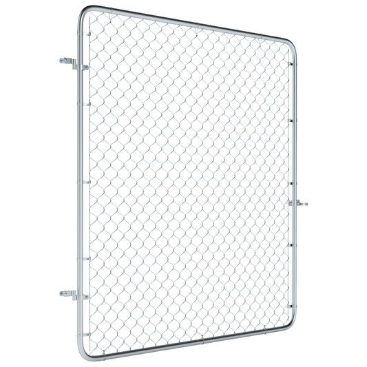 Garden Gate Chain Link Fence Gate, Galvanized Steel Garden Door for Yard Entrance Way, 70.9 x 70.9 in., Silver