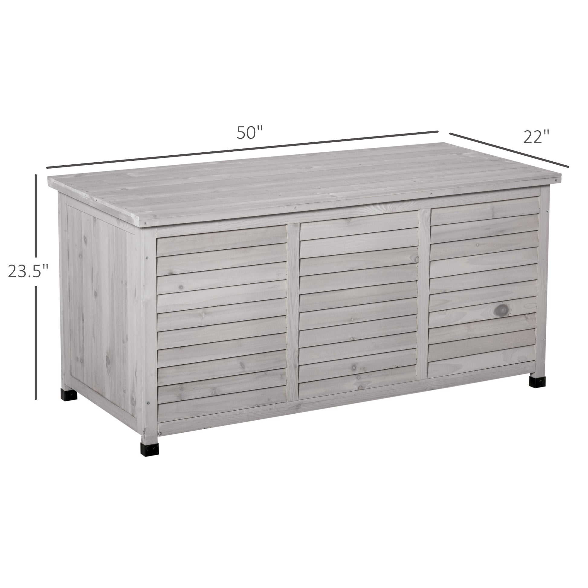 75 Gallon Wooden Storage Box patio Deck Box Bench, Garden Backyard Outdoor Storage Container with Aerating Gap & Weather-Fighting Finish, Grey