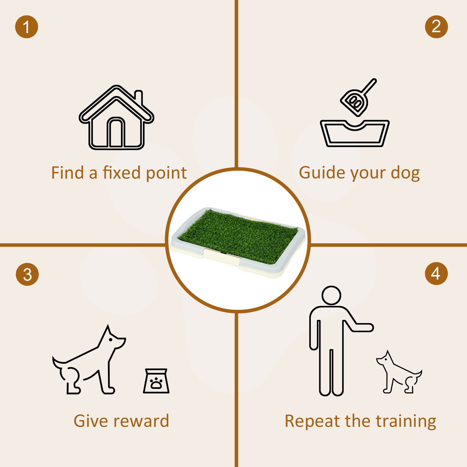 Puppy Training Pad, Indoor Portable Puppy Pad, with Artificial Grass, Grid, Panel, Tray, 18.3" x 13.4"