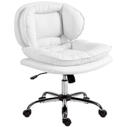 Criss Cross Chair, Swivel Wide Office Chair with Leathaire Upholstery, Tilting, No Arm, White