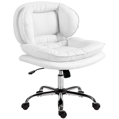 Criss Cross Chair, Swivel Wide Office Chair with Leathaire Upholstery, Tilting, No Arm, White