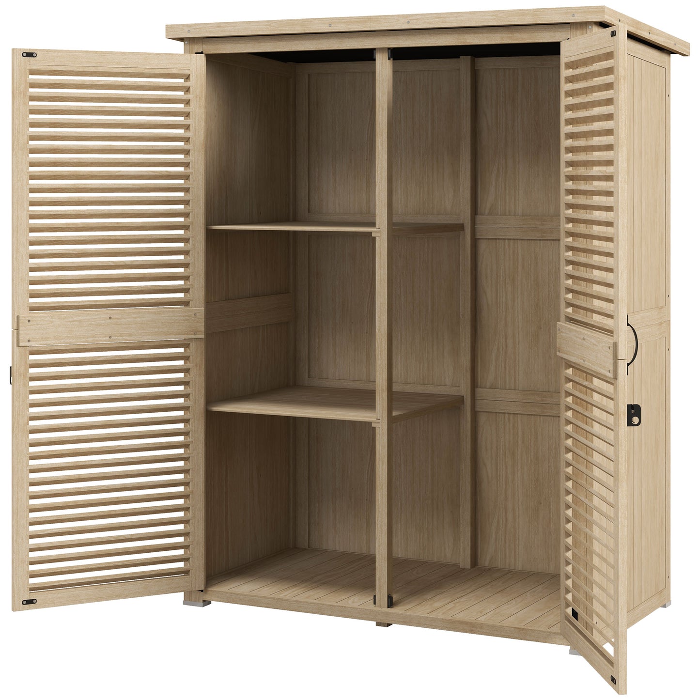50" x 26" x 66" Wooden Garden Shed, Outdoor Storage Shed with Waterproof Asphalt Roof, Shelves, Natural