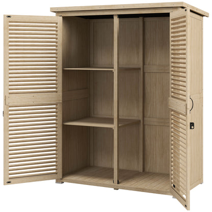 50" x 26" x 66" Wooden Garden Shed, Outdoor Storage Shed with Waterproof Asphalt Roof, Shelves, Natural